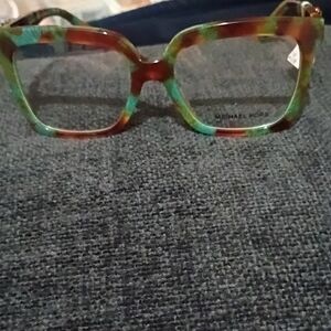 Michael Kors Green and Brown Square Acetate Eyeglass Frames